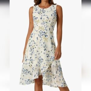 Floral Blue and White Women's Dress NWT